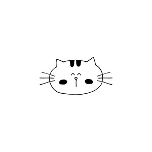 向量手绘图标, 猫的头。宠物相关业务的徽标元素