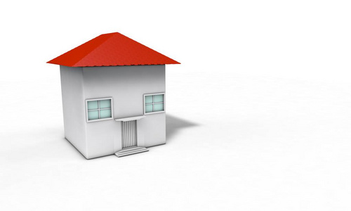 孤立的白色，3d 的房子模型渲染