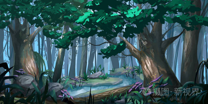 森林.逼真的风格.