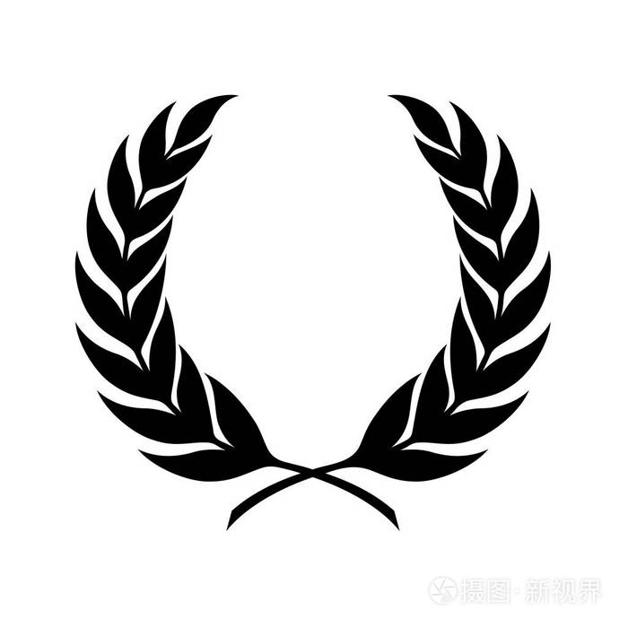 与白色背景的桂冠符号插图