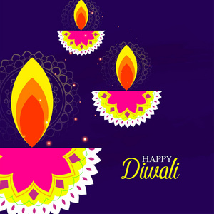 燃烧的 diya 在快乐的 diwali, 印度的轻节日, 设计模板与创造性的深或朗戈利设计插图, 迪瓦里问候, 现代迪瓦里问候
