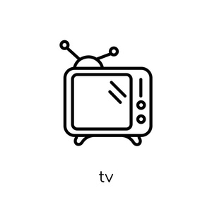 tv 图标在白色背景从细线电子设备汇集, 可编辑的轮廓笔画向量例证