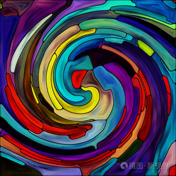螺旋旋转系列。彩色彩色碎片彩色玻璃旋流图案的摘要构成, 适用于与丰富多彩的设计创意艺术和想象力相关的项目