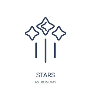 星星图标。从天文学收藏的明星线性符号设计