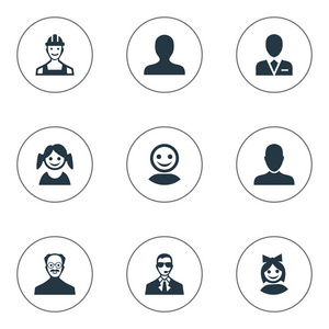 矢量图组的简单头像图标.