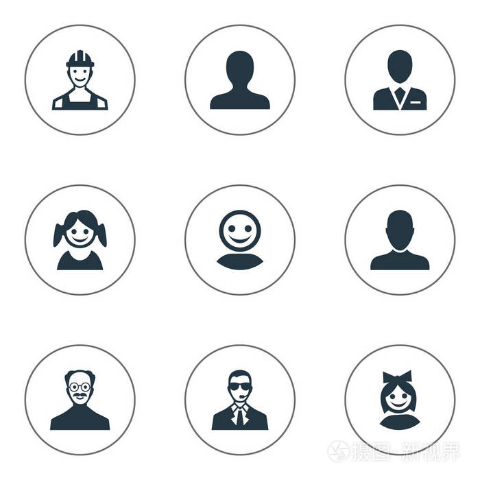 矢量图组的简单头像图标.