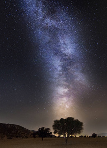银河系的照片在夜间和星星