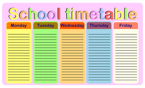 学校时间表, 每周课程设计模板, 可伸缩图形