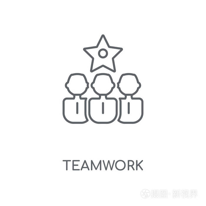 团队合作线性图标.团队合作概念笔画符号设计.