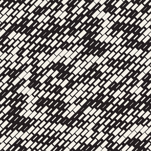 矢量无缝黑色和白色不规则虚线矩形网格图案。抽象的几何背景设计