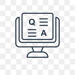 线上查询问题向量大纲图标隔离在透明背景上, 高质量线性问题透明度