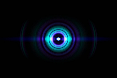 抽象绿色圆环与声波摆动蓝光, 技术背景
