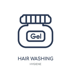 洗头图标。洗头发线性符号设计从卫生收藏。简单的大纲元素向量例证在白色背景