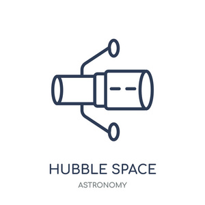 哈勃太空望远镜图标。哈勃太空望远镜线性符号设计从天文学收集