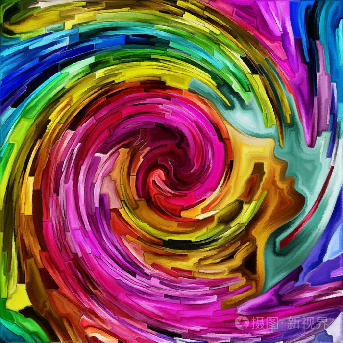 螺旋旋转系列.彩色碎片彩色玻璃旋流图案的背景设计