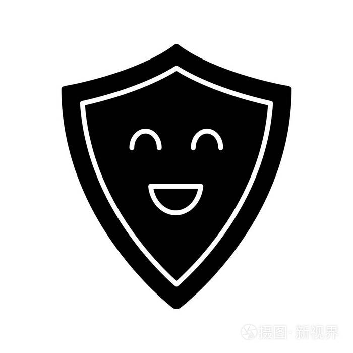 容易安全.防御.快乐盾表情符号, 表情符号.剪影符号.负空间.
