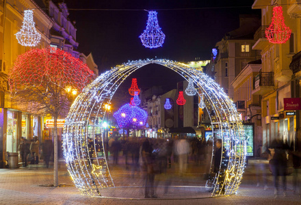 保加利亚普罗夫迪夫市圣诞节前晚