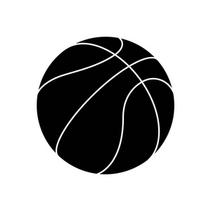 篮球球平面图标。黑色标志篮球球查出在白色背景。篮球球标志向量例证
