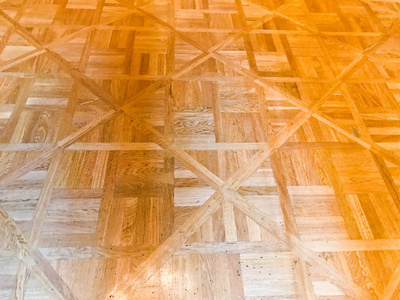 棕色纹理黄色木地板的纹理, 小长方形板的镶木地板, 漆木板板。背景介绍