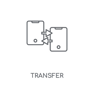 传输线性图标。传输概念笔划符号设计。薄的图形元素向量例证, 在白色背景上的轮廓样式, eps 10