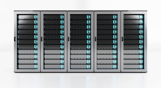 白色的服务器空间数据中心存储 3d 渲染