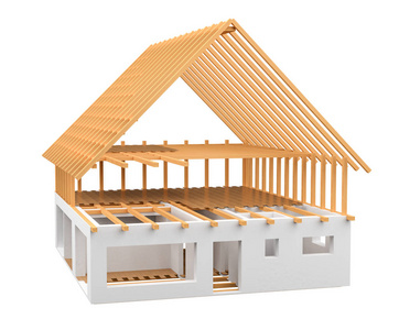 3d 渲染木头和砖未完成计划的房子