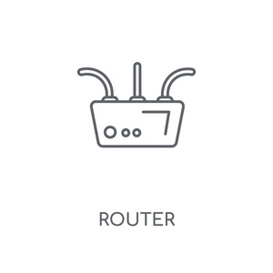 路由器线性图标。路由器概念笔画符号设计。薄的图形元素向量例证, 在白色背景上的轮廓样式, eps 10