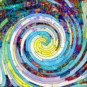 螺旋旋转系列。彩色碎片的彩色玻璃旋涡图案的组成, 适合作为丰富多彩的设计创意艺术和想象项目的背景