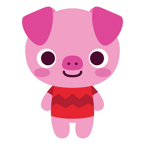 孤立在白色背景上的可爱快乐猪照片