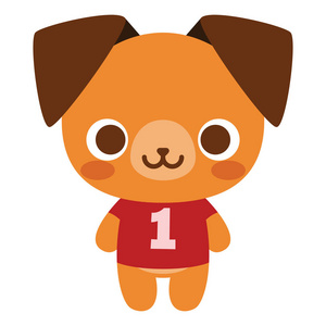 白色背景上孤立可爱的小狗和快乐的小女孩可爱的卡通狗性格面包插图