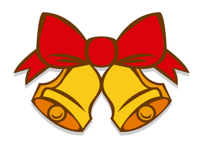 卡通圣诞的钟声在白色背景上孤立照片