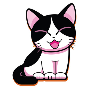 猫咪女生动漫图孤立在白色背景上的卡通可爱快乐猫咪照片
