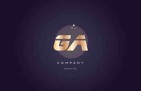 ga g 黄金金属紫色字母表字母标志图标模板