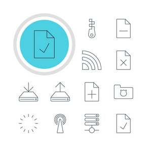 矢量图的 12 网络图标。可编辑包删除数据 服务器 信息负载和其他元素