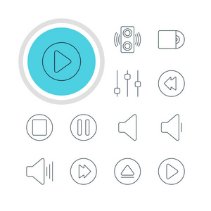 矢量图的 12 旋律图标。可编辑包放大器 卷翘，先进和其他元素