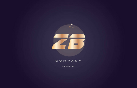 zb z b 黄金金属紫色字母表字母标志图标模板