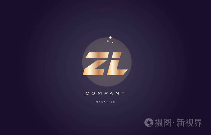 zl z l 黄金金属紫色字母表字母标志图标模板