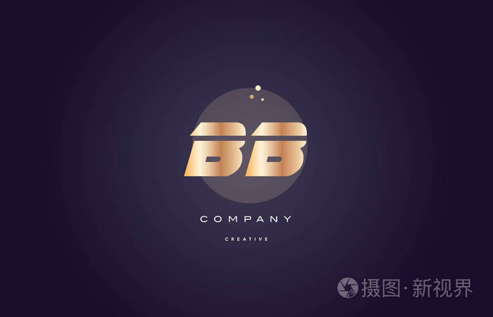 bb b b 黄金金属紫色字母表字母标志图标模板
