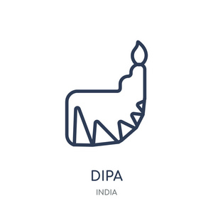 迪帕图标。迪帕线性符号设计从印度收藏。简单的大纲元素向量例证在白色背景