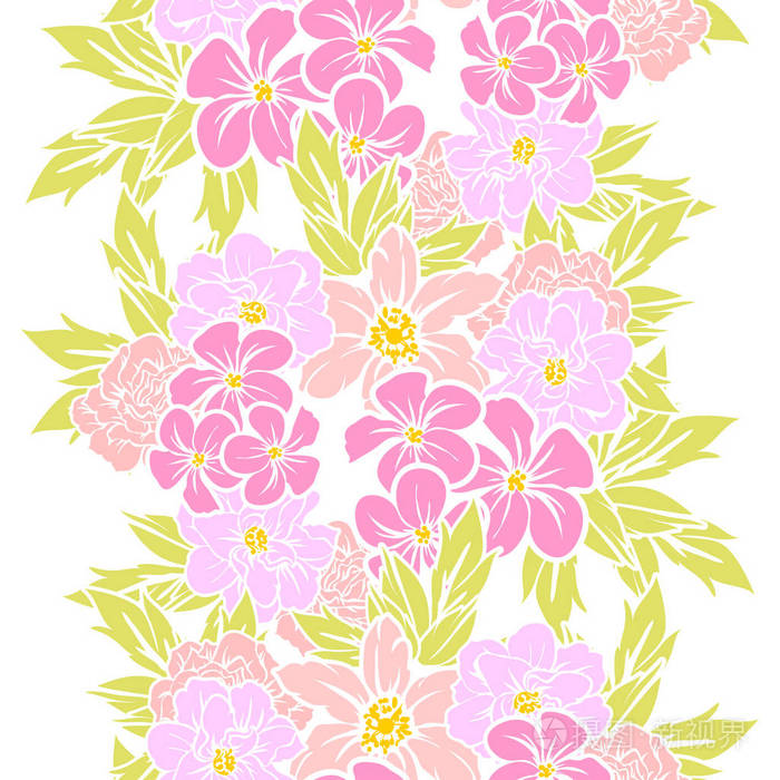 无缝的复古风格花卉图案.花元素的颜色