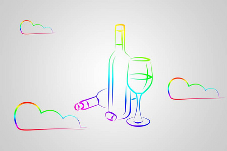 葡萄酒艺术插图的创作背景图片