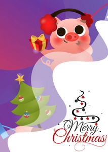 快乐中国新年猪贺卡刻字文字标志设计