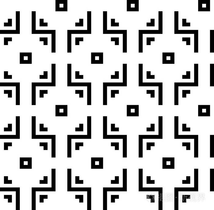 黑白大尺度矢量无缝图案几何装饰
