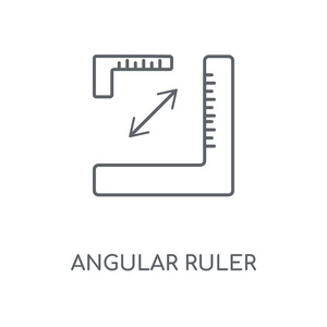 角度标尺线性图标。角度标尺概念笔画符号设计。薄的图形元素向量例证, 在白色背景上的轮廓样式, eps 10