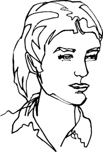 她, 年轻的女人脸, 连续的线抽象的创造性的无缝的