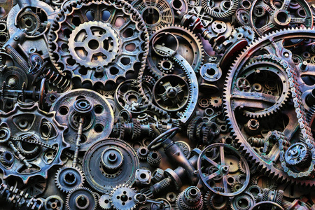 蒸汽朋克质地, 斯诺伊在白色与机械零件, 齿轮, 蒸汽庞克齿轮, 汽车