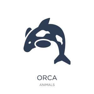 奥卡图标。时尚的平面向量 orca 图标在白色背景从动物收藏, 向量例证可以为网和移动, eps10
