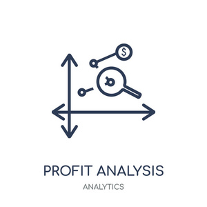 利润分析 图标。利润分析线性符号设计从分析集合。简单的大纲元素向量例证在白色背景