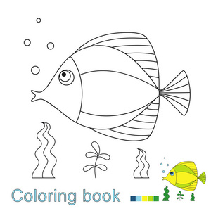 游泳教育游泳的鱼的向量例证为着色书.简单的教育游戏为孩子们照片