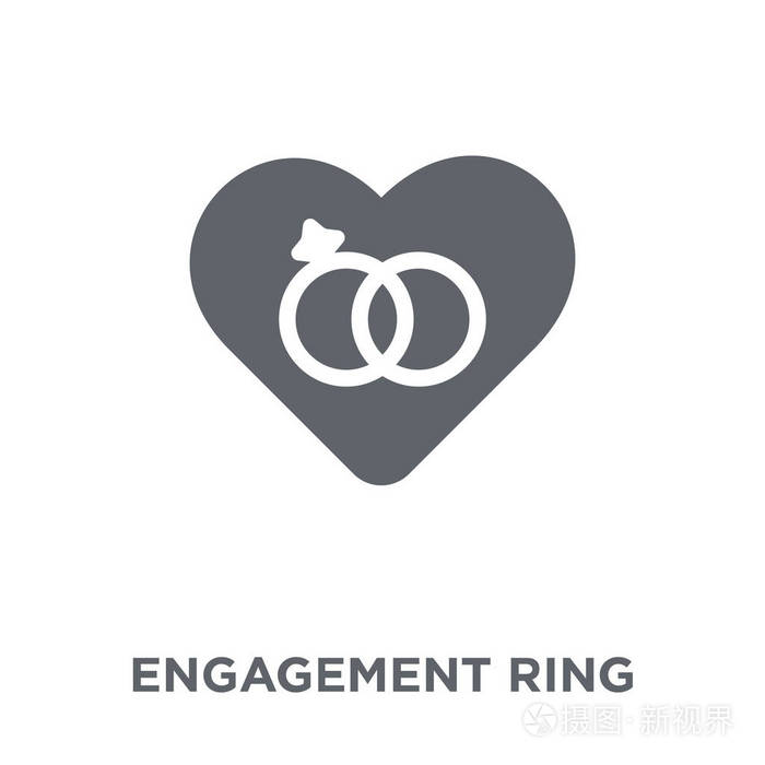 订婚戒指设计理念从婚礼和爱情收藏.简单的元素向量例证在白色背景